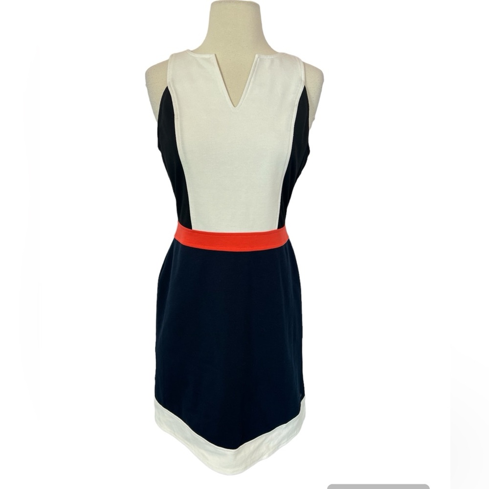 41 Hawthorn Women’s‎ A Line Dress Blue White Color Block Stretch Lined Zip Small